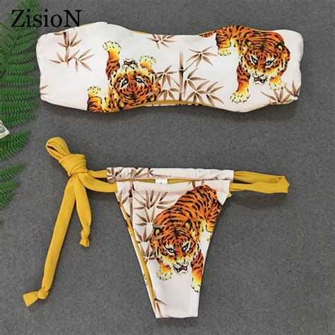 Zision Sexy Bandeau Bikinis Women Strapless Bikini Set Brazilian