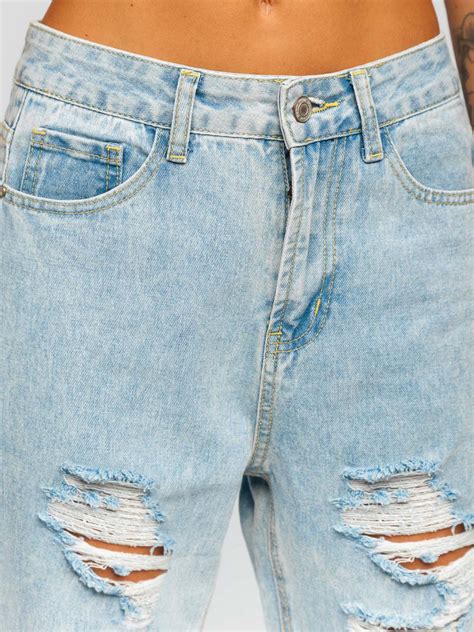 Bolf Damen Jeanshose Mom Fit Blau L