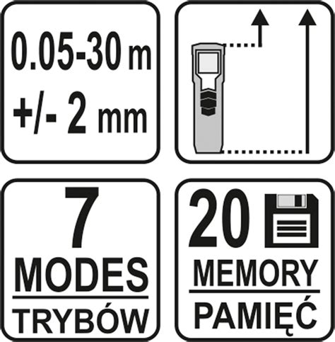 Dalmierz Laserowy YATO YT 73124 0 05 30m Pomiar Odległości i Powierzchni