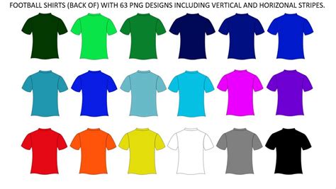 Football T Shirt Clipart Set X 63 Soccer T Shirts Back Only 300 DPI PNG ...