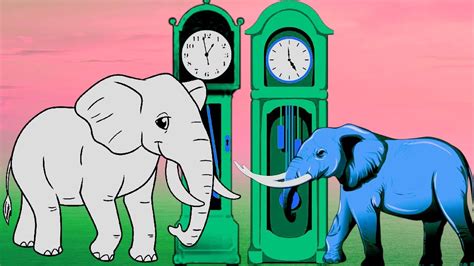 Angry Elephant And Cute Elephant Went Up The Clock And Went Down The