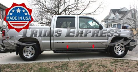 99 06 Chevy Silveradosierra Crew Cab Flat Body Side Molding Trim Chrome 154pc Ebay