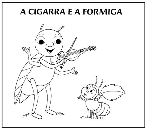 Desenho Da Fabula A Cigarra Ea Formiga Para Colorir Atividades Educativas