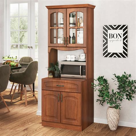 Living Skog Galiano 73 Pantry Kitchen Storage Cabinet Red Cherry Finish