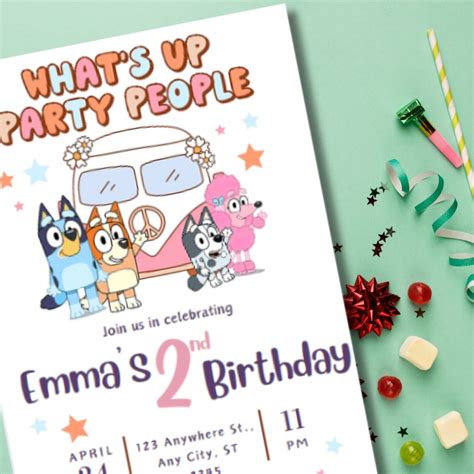 Editable Bluey Invitation Bluey Birthday Invitation Party Invite