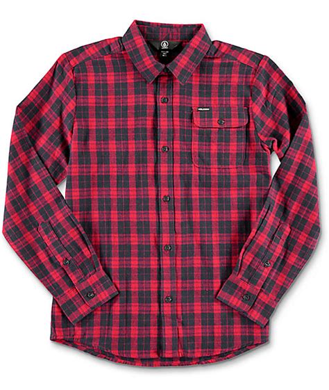 Volcom Boys Fulton Red Flannel Shirt | Zumiez