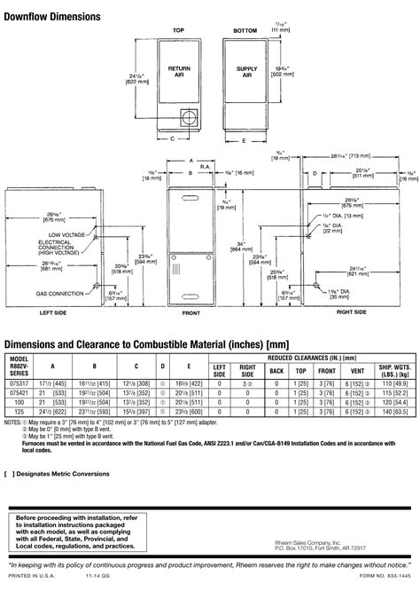 Rheem Prestige Series Up To 80 Afue Variable Speed Downflow Submittal Sheet