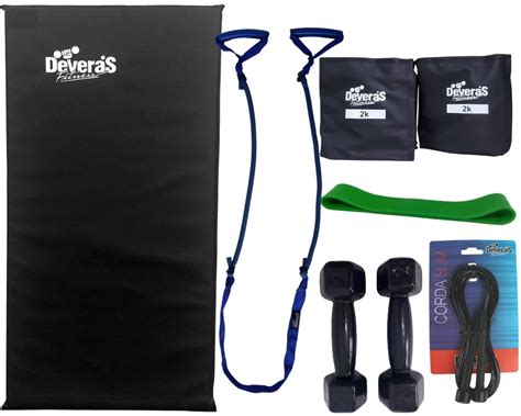 Kit Treino Em Casa Completo Halter Kg Tornozeleira De Peso Kg