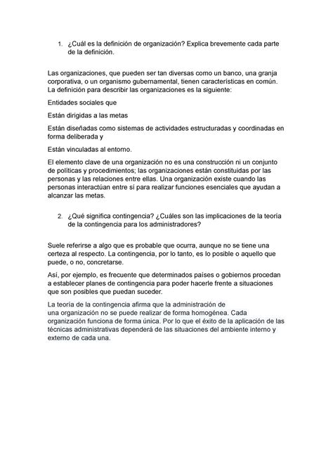 Foro 1 Primer Parcial Ya ¿cuál Es La Definición De Organización