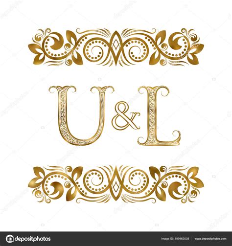 Vintage Initials Logo Symbol Letters Surrounded Ornamental Elements