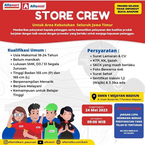 Lowongan Pekerjaan Alfamart Alfamidi Store Crew Smk N Mejayan