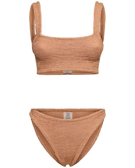 Hunza G Crinkled Effect High Cut Bikini In White Lyst
