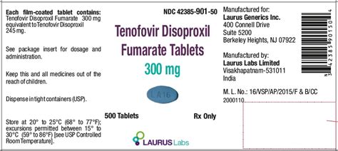 Dailymed Tenofovir Disoproxil Fumarate Tablet Film Coated