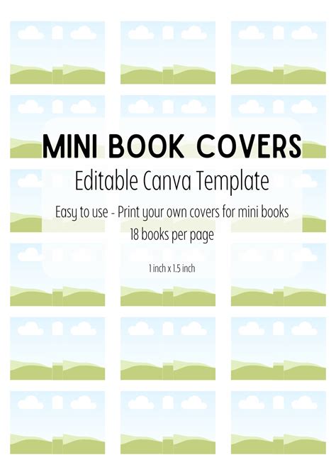 Mini-book Cover Template Editable Canva File for Book Cover Front, Back ...