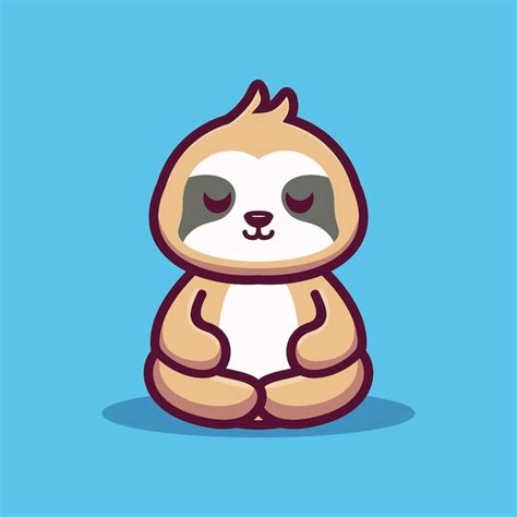 Premium Vector Cute Sloth Do Meditation Premium Vector