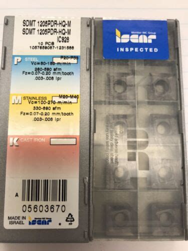 10 Pcs SDMT1205PDR HQ M IC928 ISCAR INSERT Loc Stk EBay