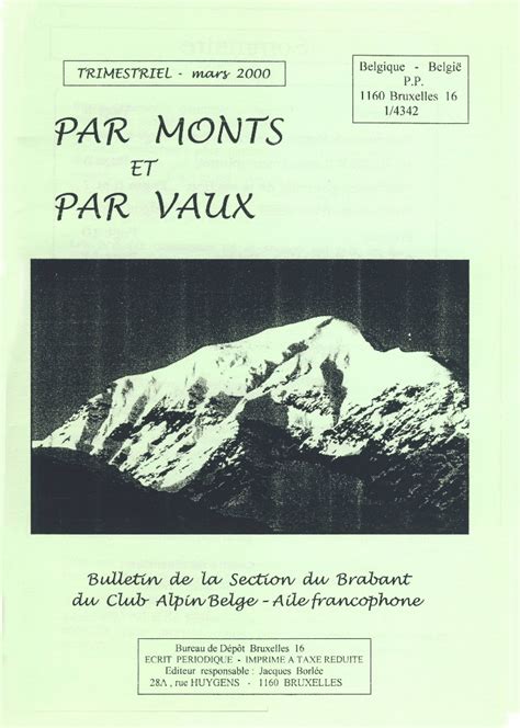 Editorial Par Mont Et Par Vaux Mars 2000 Cabbrabant