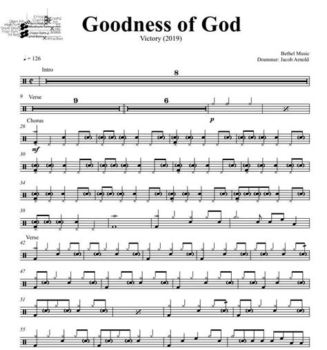 Goodness Of God Feat Jen Johnson Live Bethel Music Drum Sheet Music