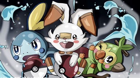 Grookey Scorbunny And Sobble Hd Pokemon Sword And Shield Wallpapers