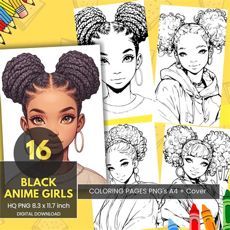 Black Anime Girls Coloring Book, Black Woman, Anime Girls, Coloring ...