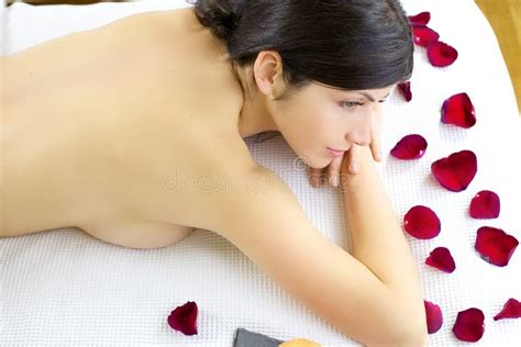 Woman Naked Waiting For Massage In Spa Stock Photo Image Of Lying Face