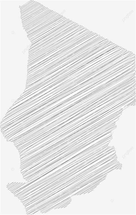 Chad Pencil Scribble Sketch Silhouette Map Of Country Area With Dropped