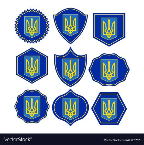 Ukrainian Trident Coat Of Arms Emblem Set Ukraine Vector Image