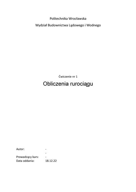 Hi H Hydraulika I Hydrologia Obliczenia Ruroci Gu Pwr