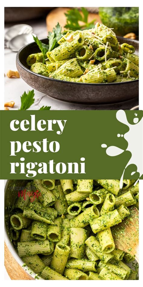 Celery Pesto Rigatoni Recipe Pesto Chicken Pesto Pasta Bake