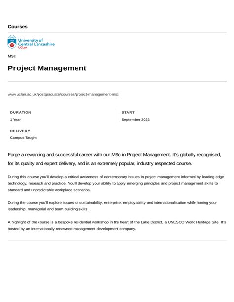 Project Management Msc