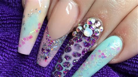 Acrylic Nails Netting Design Glam And Glits Youtube