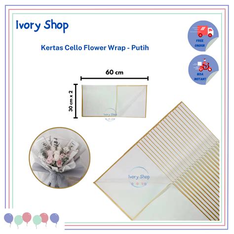 Jual Kertas Buket Bunga Satuan Lis Gold Cellophane Flower Wraping Paper