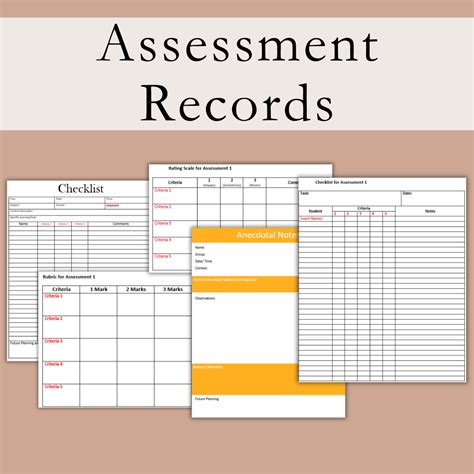 Assessment Record Templates Checklists Rubric Rating Scale Anecdotal Notes