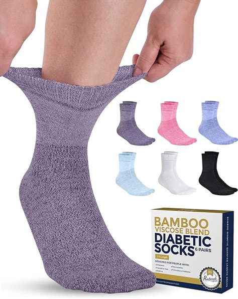 Pembrook Bamboo Viscose Diabetic Socks For Women And Men 6 Pairs Ankle