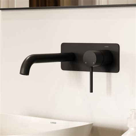 Wall Mounted Basin Mixer Tap Matte Black Lusso