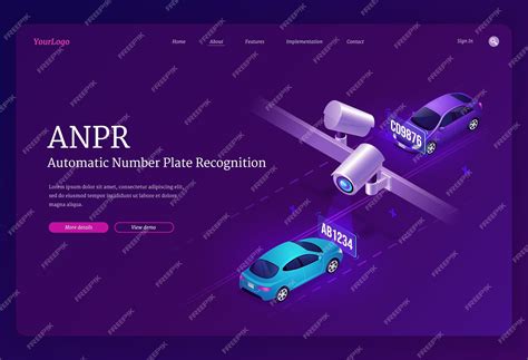 Изометрическая целевая страница с технологией anpr. автоматическое ...