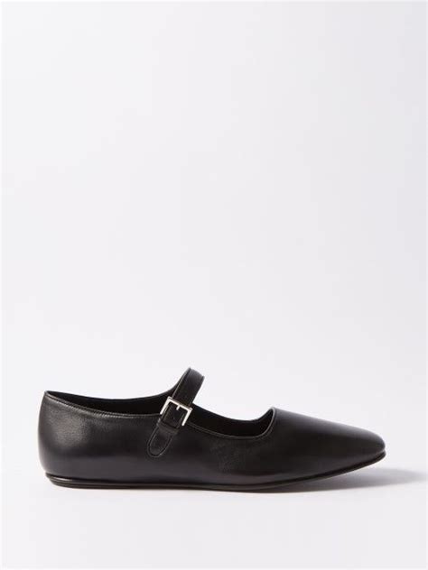 Ava Leather Mary Jane Flats The Row Leather Mary Jane Flats Black