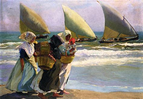 Joaquin Sorolla Y Bastida Sewing The Sail Painting Framed Paintings