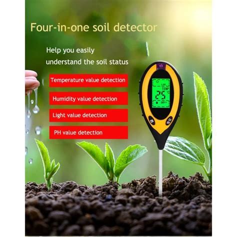 Testeur de sol 4 en 1 testeur de sol PH mètre lumière du soleil