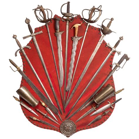 19th Century Spanish And Philippine Sword Panoply Weapons Display At