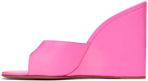 Amina Muaddi Pink Lupita Wedge Heeled Sandals Amina Muaddi