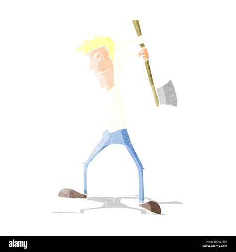 Cartoon Man Swinging Axe Stock Vector Image And Art Alamy