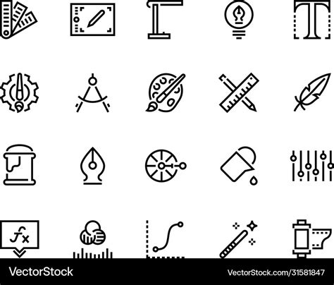 Graphic design line icons drawing and art tools Vector Image