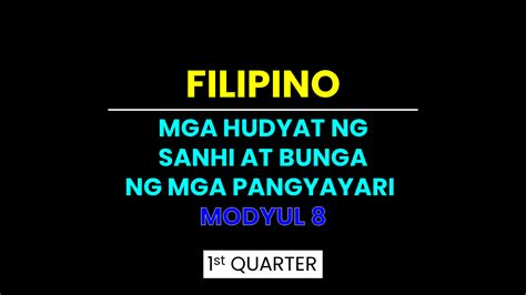 Th Grade Filipino Q M Mga Hudyat Ng Sanhi At Bunga Quizizz