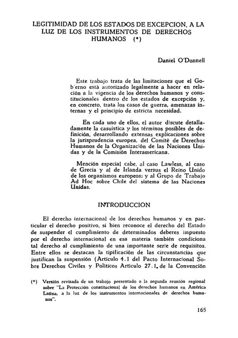 Pdf Legitimidad De Los Estados De Excepción A La Luz De Los Instrumentos De Derechos Humanos