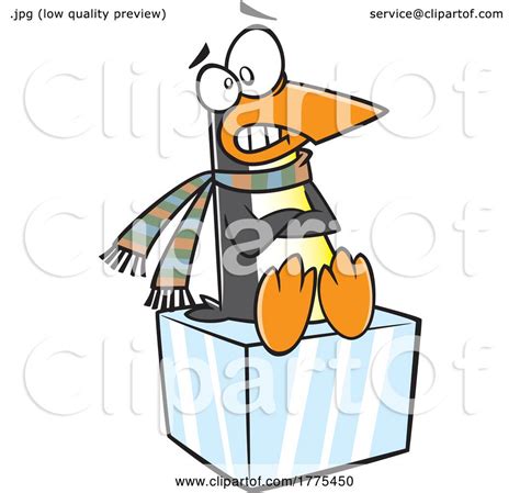 Cartoon Cold Penguin Sitting On Ice By Toonaday 1775450