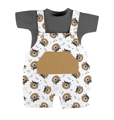 Conjunto Body Manga Curta E Jardineira Bear