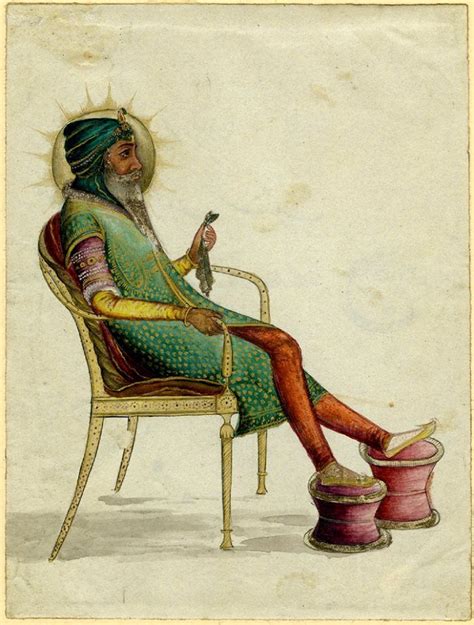 Maharaja Ranjit Singh Sitting In A Chair Painted On Paper Pahari