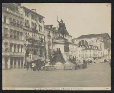 Riva Degli Schiavoni In Venice With An Equestrian Statue Of Victor