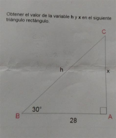 Obtener El Valor De La Variable H Y X En El Siguiente Triángulo